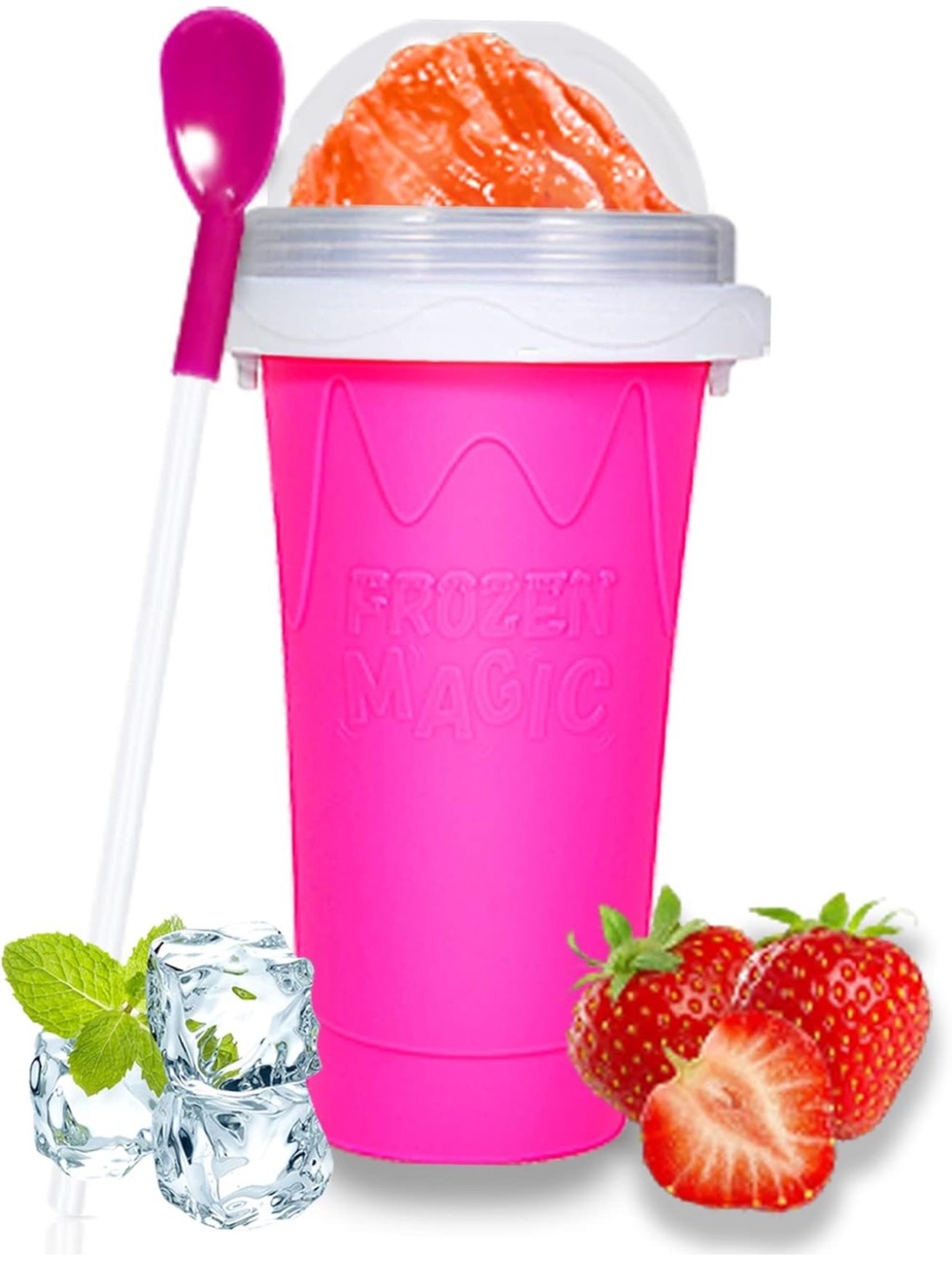 Color Land Slushy Cup, TIK TOK Slushie Maker Cup Frozen Magic Squeeze Cup PINK
